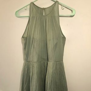 Sage green mid length halter dress